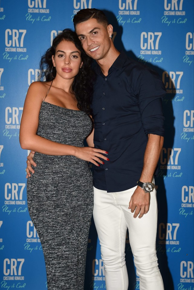 Cristiano Ronaldo and Georgina Rodriguez during a CR7 play It Cool event.